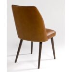 JACKY buffalo leather dining chair with dark wooden legs and minimalist industrial design.