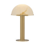 LANGE Desk Lamp with alabaster dome and brass base – stylish and elegant lighting for desks, side tables, and bedrooms.