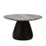 LUCA Coffee Table with grey marble top and sculptural walnut wood base