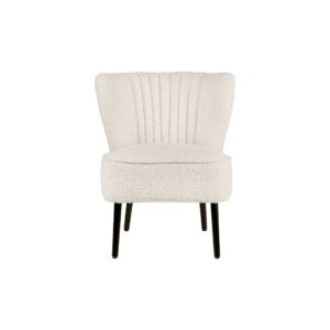 TWIGG Boucle Chair with luxurious cream fabric upholstery and black beech legs, compact and stylish design.