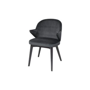 COSTES Dining Chair in deep charcoal velour upholstery with curved backrest and sleek Dark Wengue-stained beechwood legs, perfect for luxurious dining spaces.