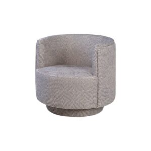 SAVOY Kaleido Swivel Chair with geometric-patterned Kaleido-5 fabric, auto-return swivel base, and compact design for modern interiors.