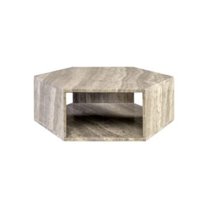 Hexx Grey Travertine Coffee Table – Modern Geometric Stone Design