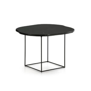 EMERSON Black Marble Side Table with Iron Base