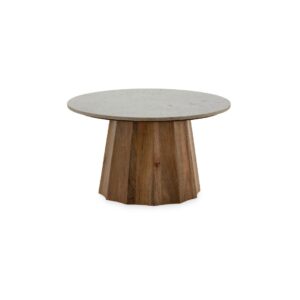 OCTAVIA Coffee Table with grey marble top and walnut wood octagonal base