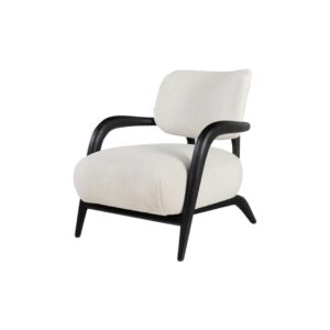 LOBÏ Armchair with black wood finish and off-white upholstery