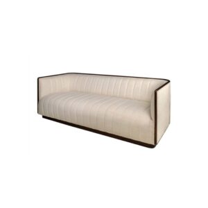 Isabel 3-Seater Sofa in Sesam fabric with Mindi wood frame in roasted coffee finish