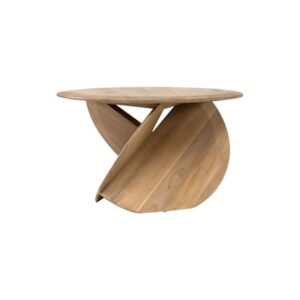 FAN Teak Coffee Table in natural teak wood with a unique fan-inspired sculptural base.