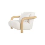 GOMA Armchair with natural Mindi wood frame and off-white upholstery