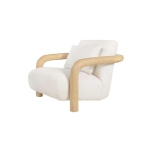 GOMA Armchair with natural Mindi wood frame and off-white upholstery