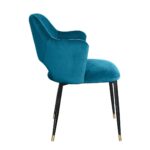 ANDREW Velvet Armchair with petrol velvet upholstery and sleek black legs with brass tips, ideal for modern interiors.