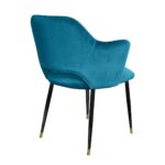 ANDREW Velvet Armchair with petrol velvet upholstery and sleek black legs with brass tips, ideal for modern interiors.