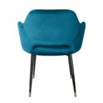 ANDREW Velvet Armchair with petrol velvet upholstery and sleek black legs with brass tips, ideal for modern interiors.