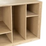 BIBLI TV Bookcase with oak veneer finish, asymmetrical shelving, and bold black accent panel for modern living spaces.