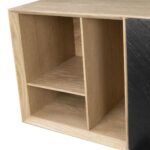 BIBLI TV Bookcase with oak veneer finish, asymmetrical shelving, and bold black accent panel for modern living spaces.