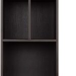 Tall CAPETOWN Bookcase with Roasted Coffee finish, open shelving, and a concealed lower cabinet, supported by sleek steel legs.