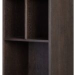 Tall CAPETOWN Bookcase with Roasted Coffee finish, open shelving, and a concealed lower cabinet, supported by sleek steel legs.