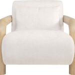 GOMA Armchair with natural Mindi wood frame and off-white upholstery