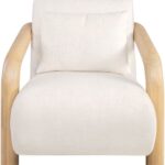 GOMA Armchair with natural Mindi wood frame and off-white upholstery