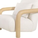 GOMA Armchair with natural Mindi wood frame and off-white upholstery