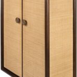 GRENADA Cabinet in roasted coffee finish with natural rattan, tall storage cabinet.