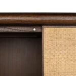 GRENADA Cabinet in roasted coffee finish with natural rattan, tall storage cabinet.