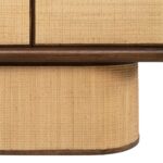 GRENADA Cabinet in roasted coffee finish with natural rattan, tall storage cabinet.