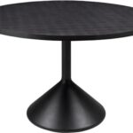 LABO Octo Dining Table with Concrete Base and Ceramic Tile Top by Versmissen in black finish.