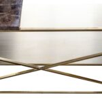 Architect console table, brushed gold console, luxury sideboard, multi-tiered sideboard, modern console table, marble and oak sideboard, brushed gold furniture, high-end console table, compact sideboard, stainless steel console.