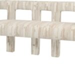 Madison Scape Sand Bench with bold birch frame and textured upholstery.