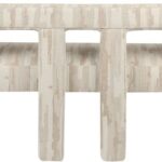 Madison Scape Sand Bench with bold birch frame and textured upholstery.