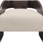 MARAVI Brown Armchair with roasted coffee mindi wood frame and sesame fabric upholstery