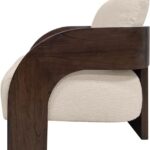 MARAVI Brown Armchair with roasted coffee mindi wood frame and sesame fabric upholstery