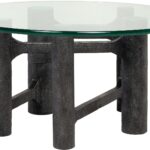 SHAD Medium Coffee Table with Black Antique aluminum base and tempered glass top.