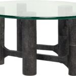 SHAD Medium Coffee Table with Black Antique aluminum base and tempered glass top.