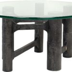 SHAD Medium Coffee Table with Black Antique aluminum base and tempered glass top.