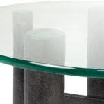 SHAD Medium Coffee Table with Black Antique aluminum base and tempered glass top.