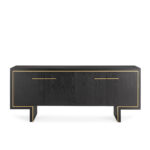 VERANI Black Ash Veneer Sideboard with gold accents, featuring spacious storage and a sleek, modern design.