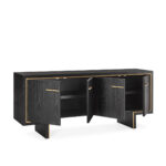 VERANI Black Ash Veneer Sideboard with gold accents, featuring spacious storage and a sleek, modern design.