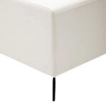 MILLER Sofa in cream fabric with linear detailing, low backrest, armrest-level design, and metal legs for modern decor.