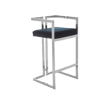 NASHVILLE Barstool with black velvet seat and angular stainless steel frame, perfect for contemporary home bars.