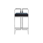 NASHVILLE Barstool with black velvet seat and angular stainless steel frame, perfect for contemporary home bars.