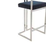 NASHVILLE Barstool with black velvet seat and angular stainless steel frame, perfect for contemporary home bars.