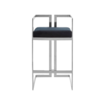 NASHVILLE Barstool with black velvet seat and angular stainless steel frame, perfect for contemporary home bars.