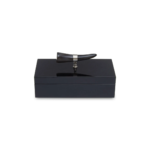 Rectangular TUSK Storage Box with a black finish, featuring a decorative horn handle and a removable lid, perfect for organizing jewelry.