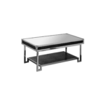 CALEB Coffee Table with mirrored top, crocodile black leather-effect detail, and robust steel construction.