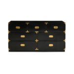 AXEL Chest in black mango wood with seven drawers, gold-finished hardware, and a refined design for elegant storage.