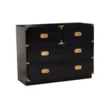 AXEL Small Chest in black mango wood with four drawers, gold-finished hardware, and a luxurious compact design.