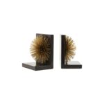 OTIS Bookends with gold starburst design and black marble bases, adding modern sophistication to your home or office.