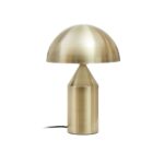 VARIO Table Lamp in gold finish with a geometric design featuring a cone, hemisphere, and cylinder.